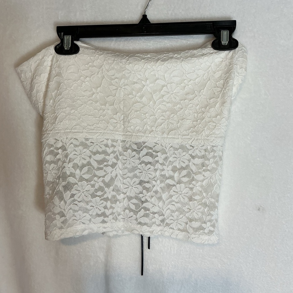 NWT Hollister White Lace Strapless Crop Top A0261 - Picture 5 of 6